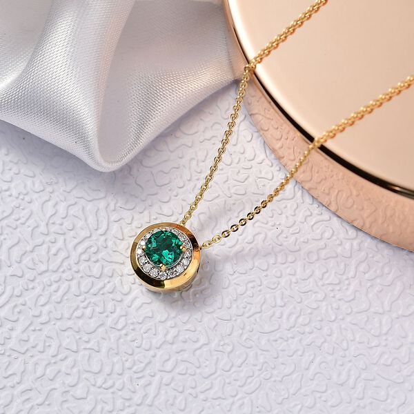 D'Joy AAA Labor kolumbianischer Smaragd und Moissanit Anh&auml;nger mit 50cm Kette - 0,76 ct. image number 2