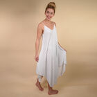 Gestreiftes Sommerkleid mit Saum, One Size, Weiß