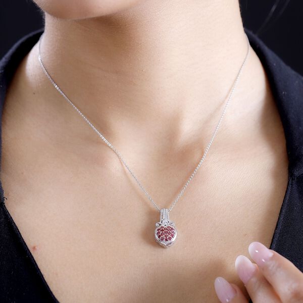 J Francis gefertigt mit SWAROVSKI- roter und weißer Swarovski Zirkonia-Herz-Anhänger image number 3