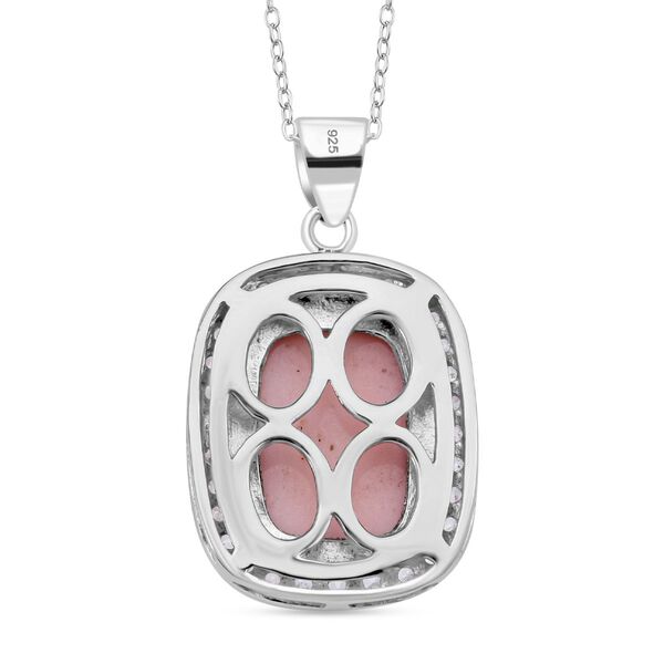 AAA Nat&uuml;rlicher Rosa K&ouml;nigsmuschel Perle, Wei&szlig;er Zirkon Anh&auml;nger mit Kette, 925 Silber rhodiniert image number 5