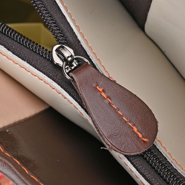 Chaos by Elsie- Echtleder Schultertasche mit RFID-Schutz, Webmuster, 39x14x27cm image number 6