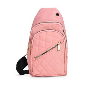 Stepp-Slingtasche mit RFID-Schutz und Kopfhöreröffnung, Größe: 17x7,5x30cm, Lachsfarben