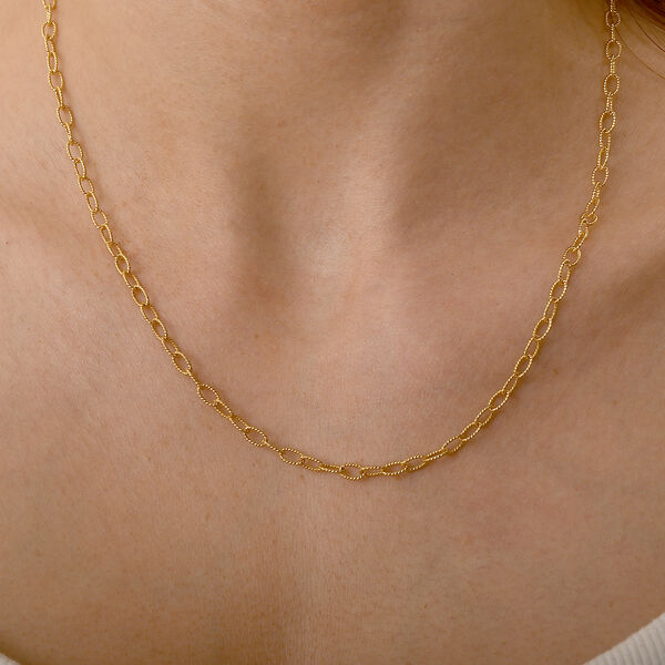 Rolokette mit Diamantschliff 45cm in vergoldetem 925 Silber image number 2