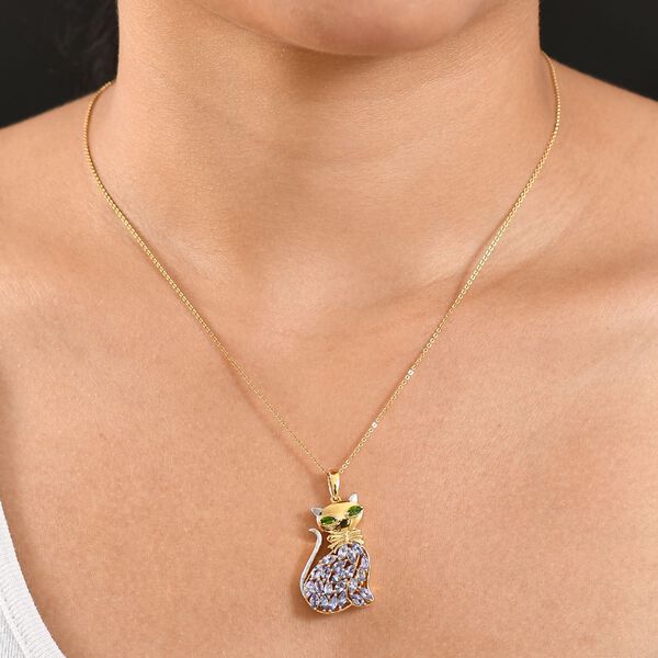 D'Joy Tansanit und natürlicher Chromdiopsid zweifarbiger Anhänger mit 50cm Kette - 2,18 ct. image number 3