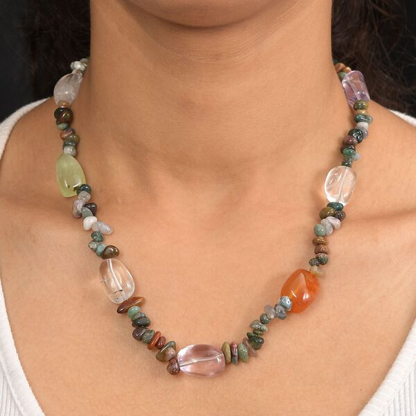 Multi Edelstein und indische Achat Halskette, 60+5cm - 300 ct. image number 3