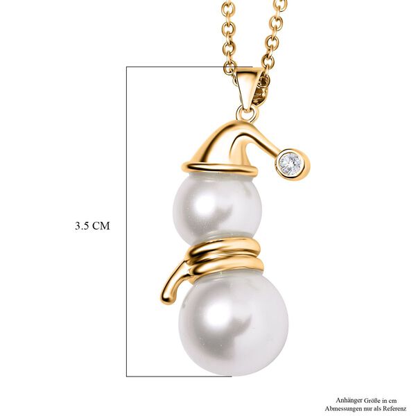 Kuscheliger Schneemann, wei&szlig;e Muschelkernperlen Schmuckset, IP-Gelbbeschichtung image number 6