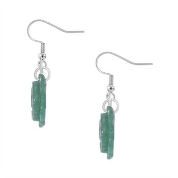 Handgeschnitzte, gr&uuml;ne Aventurin-Ohrringe - 25 ct.