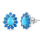 AA Amerikanischer Sleeping Beauty Türkis, Neon Apatit Ohrringe 925 Silber rhodiniert ca. 3.84 ct