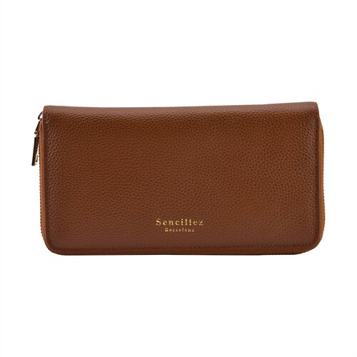 Sencillez Dokumenten Etui aus Echtleder, braun image number 0