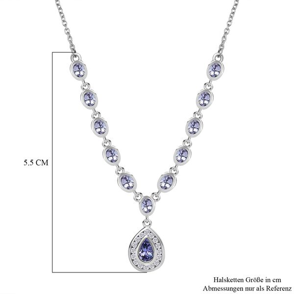 Tansanit und Zirkon Halskette, 45 cm - 2,58 ct. image number 6