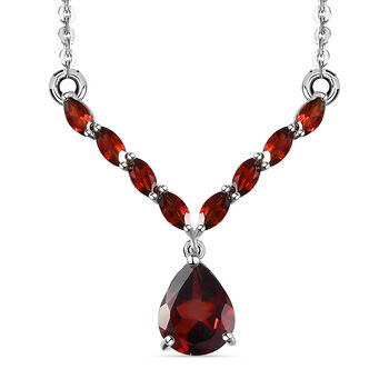 Nat&uuml;rliches Mosambik Granat-Collier, ca. 45 cm, 925 Silber platiniert ca. 4.54 ct