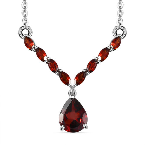 Natürliches Mosambik Granat-Collier, ca. 45 cm, 925 Silber platiniert ca. 4.54 ct image number 0