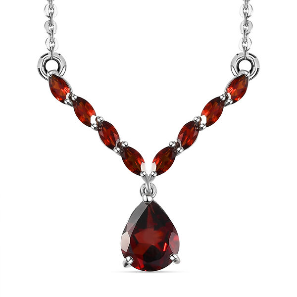 Nat&uuml;rliches Mosambik Granat-Collier, ca. 45 cm, 925 Silber platiniert ca. 4.54 ct