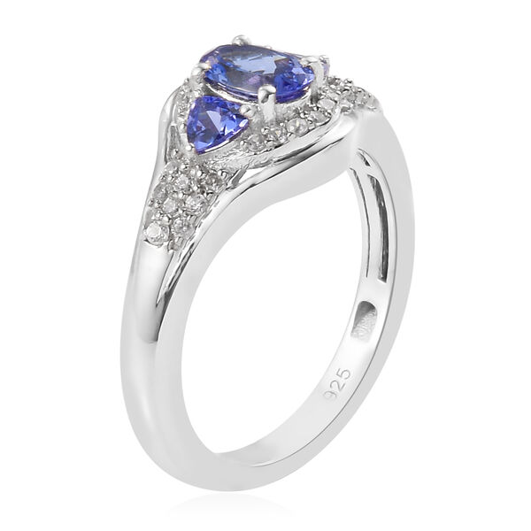 Tansanit und Zirkon Ring 925 Silber platiniert  ca. 0,97 ct image number 5