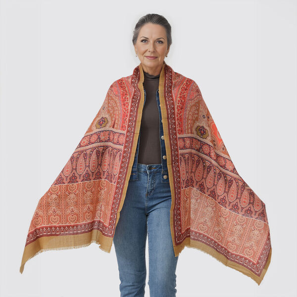 LA MAREY - 100% Kaschmirwolle Schal, Größe - 70 x 190cm. Orange image number 3