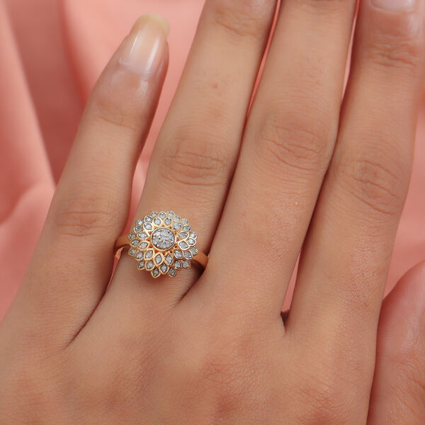 Wei&szlig;er Diamant P Ring 925 Silber Vermeil YG ca. 0,27 ct. image number 3