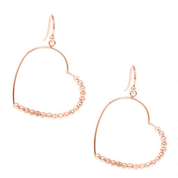 Herz Ohrringe im Designer-Stil, 925 Silber ros&eacute;vergoldet