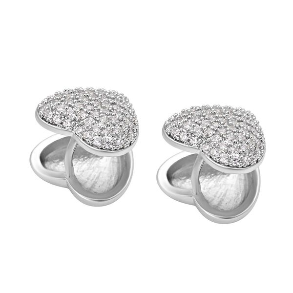 Simulierte Diamant-Herz-Ohrstecker in Silberton, 1,00 ct. image number 5