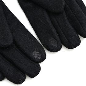 Kaschmir-Handschuhe mit Kunstfellbesatz und Touchscreen-Funktion, One Size, Schwarz