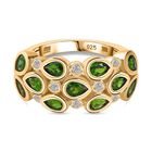 Natürlicher Chromdiopsid, Weißer Zirkon Ring 925 Silber 750 Gelbgold Vermeil (Größe 21.00) ca. 2,15 ct