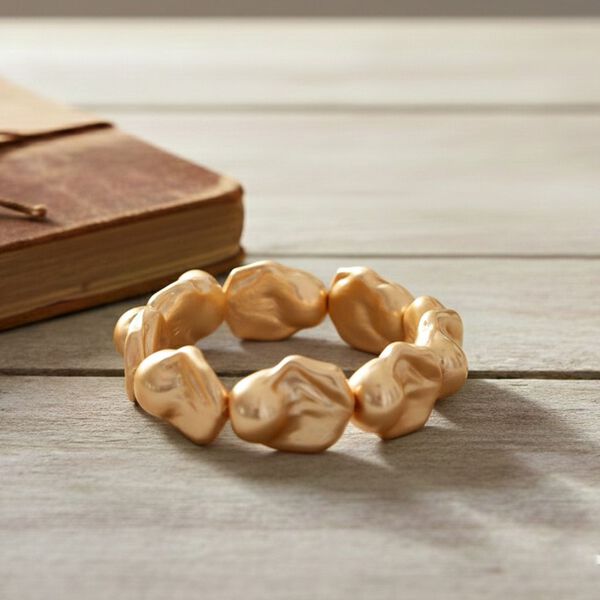 Flexibles goldenes Fancy Muschelkernperle Armband image number 2