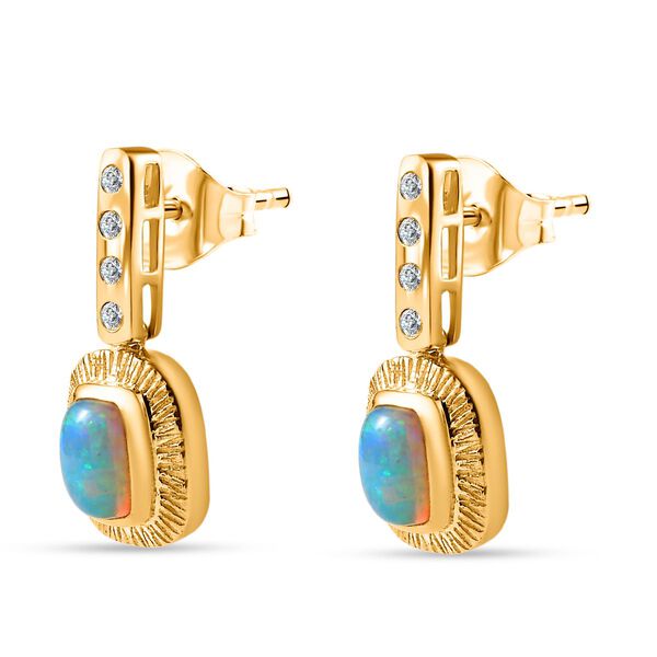 AA nat&uuml;rliche, &auml;thiopische Welo Opal und Zirkon-Ohrringe - 0,92 ct. image number 5