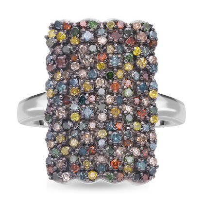 Mehrfarbiger Diamant Ring 925 Silber platiniert (Gr&ouml;&szlig;e 17.00) ca. 1.00 ct