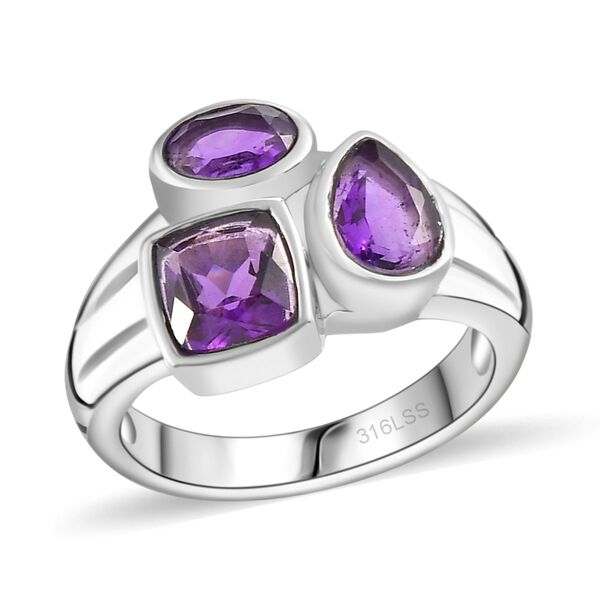 Afrikanischer Amethyst Ring 316L Edelstahl (Gr&ouml;&szlig;e 17.00) ca. 2.06 ct image number 4