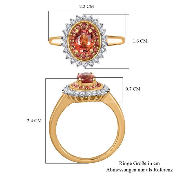 AAA Padparadscha Saphir und Diamant Ring in 585 Gold - 1,60 ct. image number 7