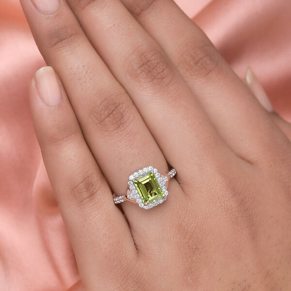 Natürlicher Peridot und Zirkon-Ring, 925 Silber Bicolor  ca. 1,96 ct image number 3