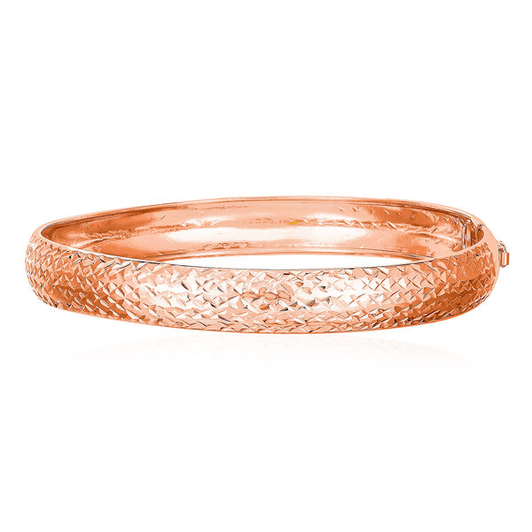Armreif mit Diamantschliff-Muster, 19 cm, Silber, ros&eacute;vergoldet