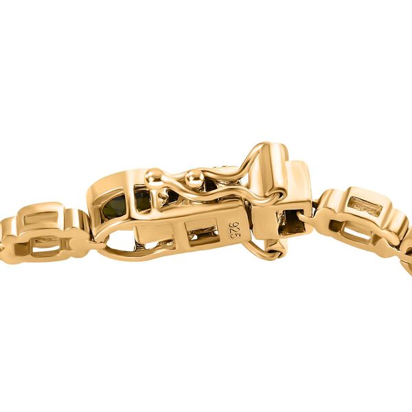 Mehrfarbiges-Turmalin, Weißer Zirkon Armband, ca. 20 cm 925 Silber vergoldet ca. 6.11 ct image number 4