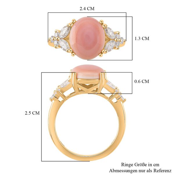 D'Joy Moissanit, Natürlicher Rosa Königsmuschel Perle Ring 925 Silber 750 Gelbgold Vermeil (Größe 16.00) image number 6