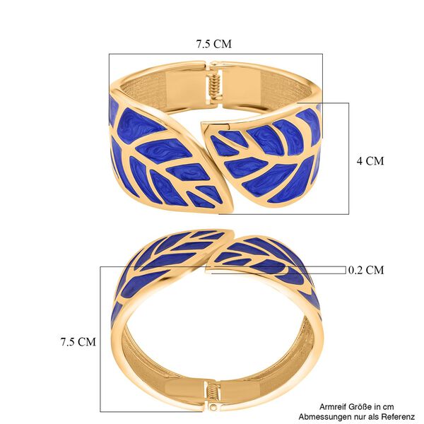 Emaille-Armband in Dunkelblau mit Blattmuster, ca. 17 cm image number 7