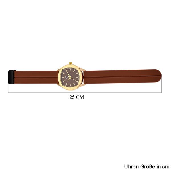 STRADA - Armbanduhr Legierung, goldfarben, Zifferblatt Braun-Hydraulic, 3 ATM wasserdicht image number 7