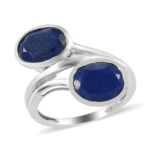 Lapislazuli Bypass Ring 925 Sliber Platin-&Uuml;berzug image number 4