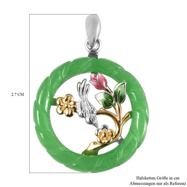 JARDIN KOLLEKTION - gr&uuml;ner Jade Anh&auml;nger, 925 Silber Bicolor ca. 5,75 ct image number 5