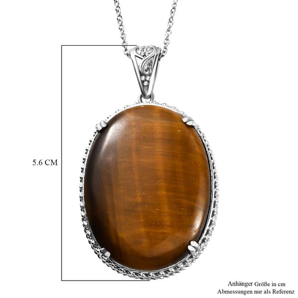 Tigerauge Anh&auml;nger mit Kette, Edelstahl ca. 60.50 ct image number 5