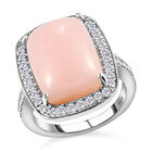 Rosa Opal und weißer Zirkon-Ring, 925 Silber platiniert  ca. 9,08 ct image number 3