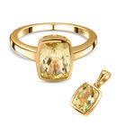 Ouro Verde-Quarz-Ring und Anhänger, 925 Silber vergoldet ca. 4,02 ct
