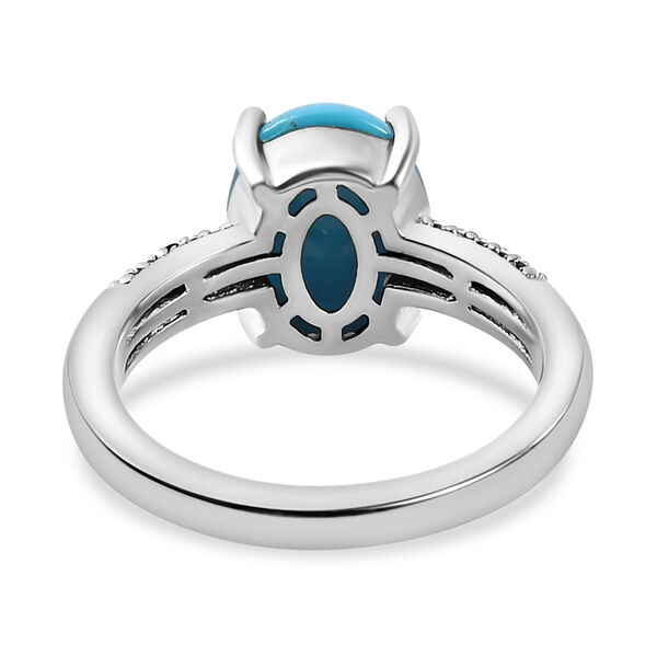 Nat&uuml;rlicher Sleeping Beauty T&uuml;rkis und Zirkon Solit&auml;r Ring 925 Silber Platin-&Uuml;berzug image number 6