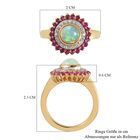 Natürlicher Äthiopischer Opal und Afrikanischer Rubin (Fissure gefüllt) Ring 925 Silber vergoldet image number 6