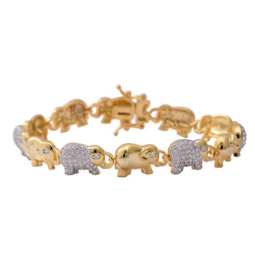 LUSTRO STELLA - weißes Zirkonia Elefant-Armband, ca. 19 cm, 925 Silber Bicolor ca. 3,99 ct image number 0