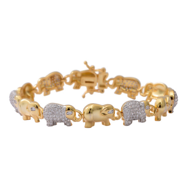 LUSTRO STELLA - wei&szlig;es Zirkonia Elefant-Armband, ca. 19 cm, 925 Silber Bicolor ca. 3,99 ct