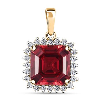 LUXURIANT DIAMOND- zertifiziert und gepr&uuml;ft AAA Labor Padparadscha Saphir und Labor Diamant Anh&auml;nger in 417 Gold - 5,86 ct.