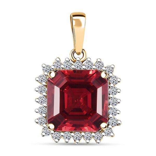 LUXURIANT DIAMOND- zertifiziert und geprüft AAA Labor Padparadscha Saphir und Labor Diamant Anhänger in 417 Gold - 5,86 ct. image number 0