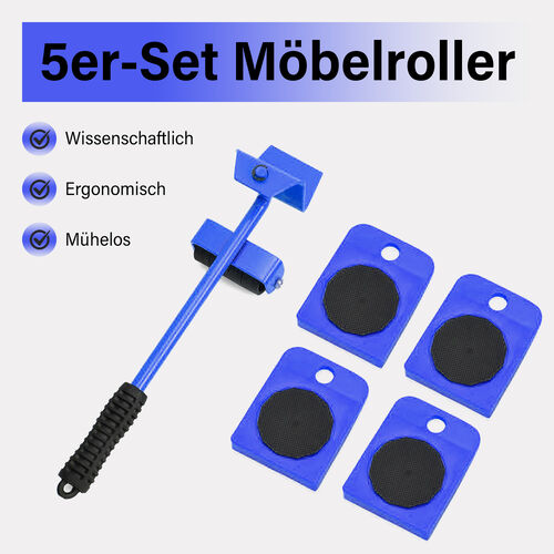 5er-Set Möbelroller, blau image number 1