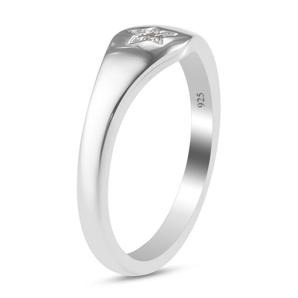 Diamant Stern Ring 925 Silber Platin-Überzug image number 5