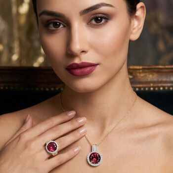 D'Joy Labor Padparadscha Saphir und Moissanit Anh&auml;nger mit 45cm Kette und Ring