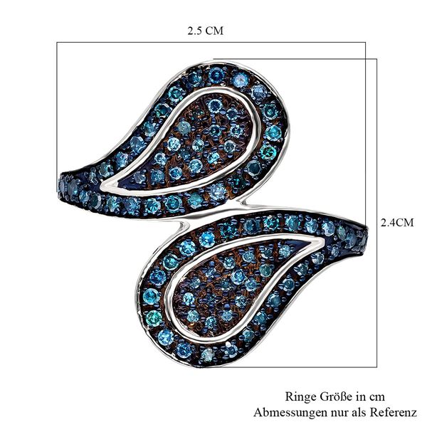 Blauer Diamant Ring, 925 Silber platiniert (Größe 16.00) ca. 0,50 ct image number 6